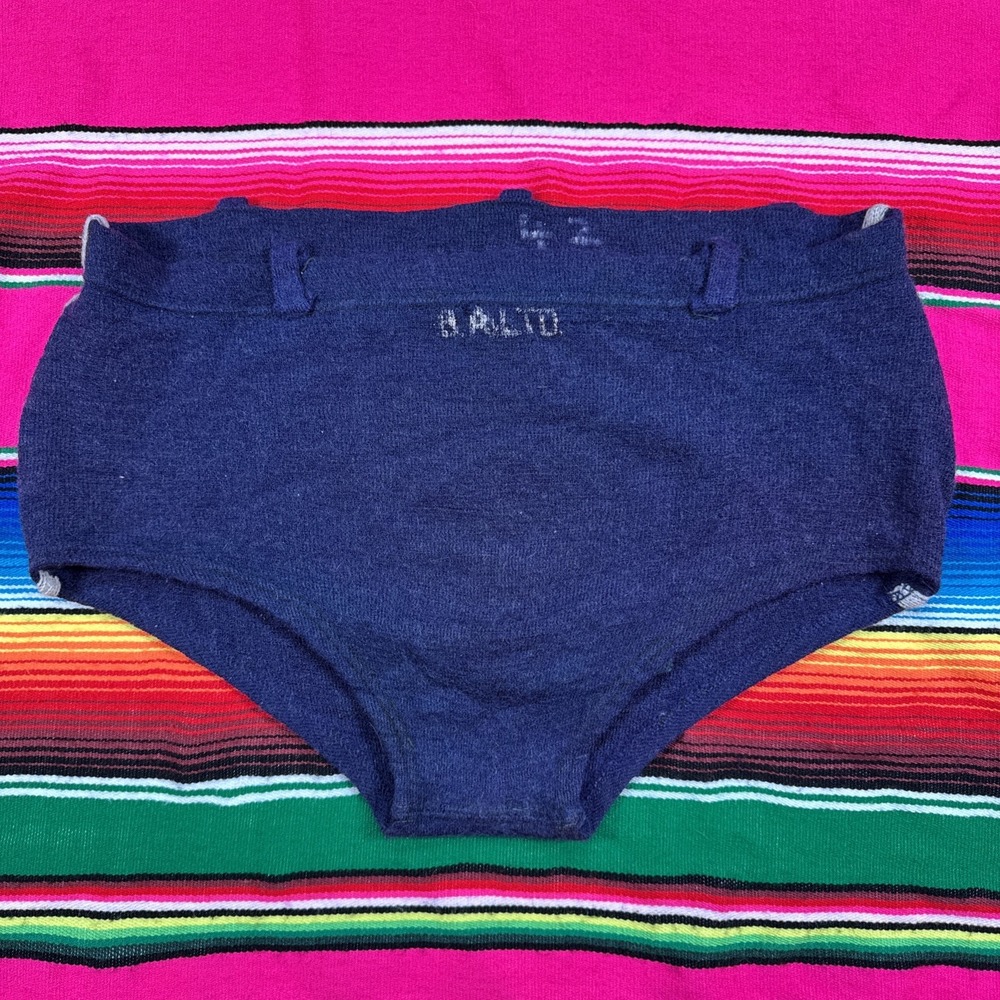 Antique‎ 20s 30s Men Wool Swim Suit Brief Trunk Bottom Navy Belt Loop Canada